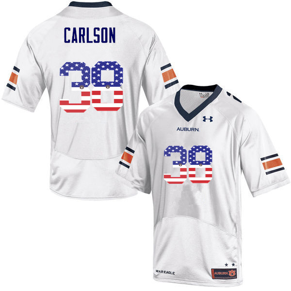 Men #38 Daniel Carlson Auburn Tigers USA Flag Fashion College Football Jerseys-White